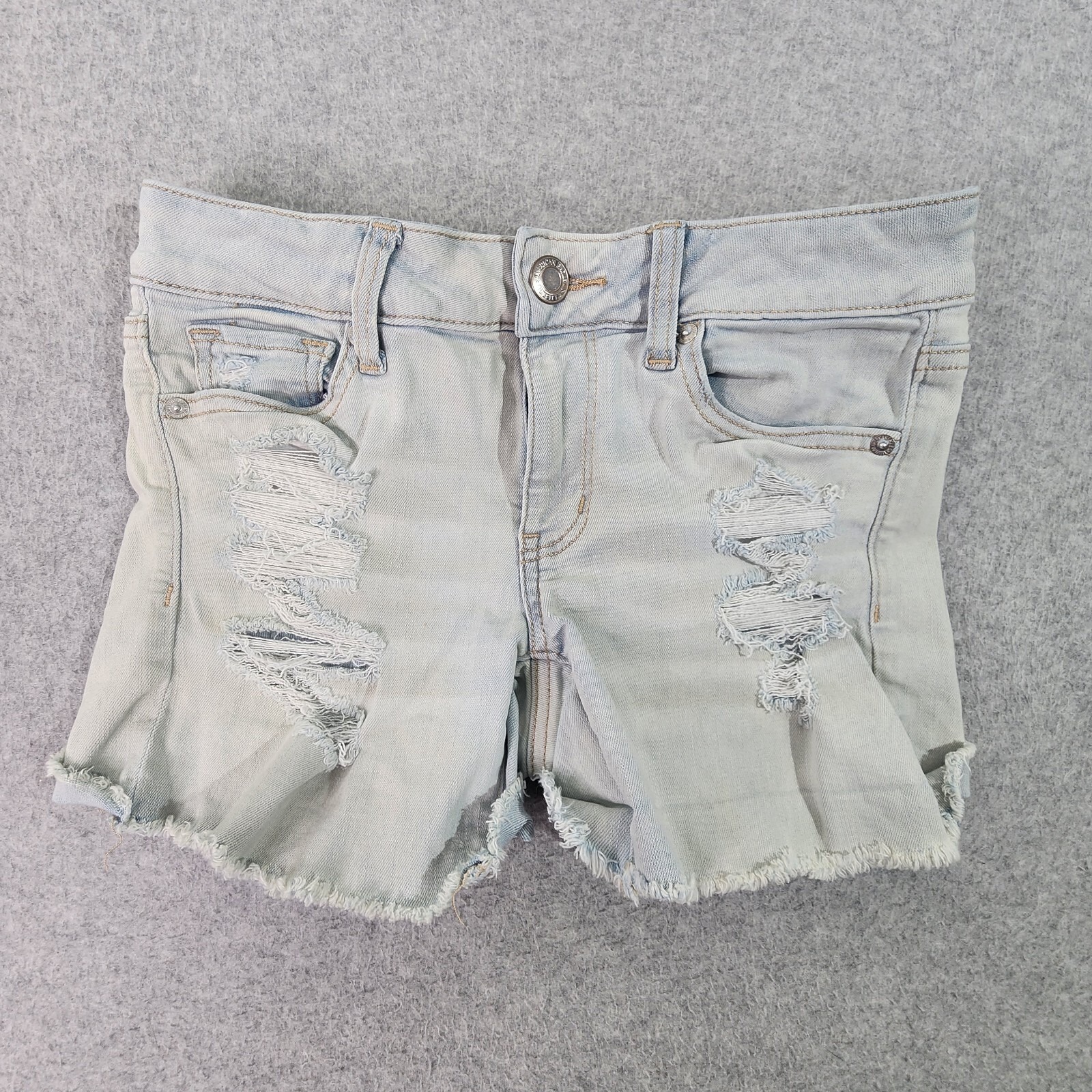American Eagle Next Level Stretch Shorts Woman 4 Blue Light Washdenim Distressed